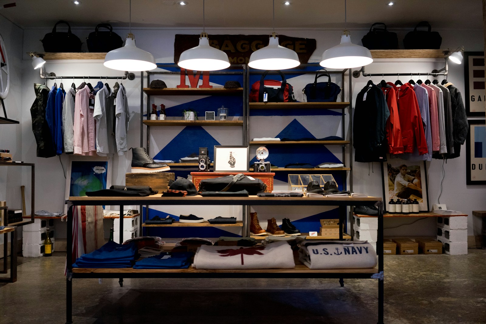 Clothes displayed inside an independent clothing shop